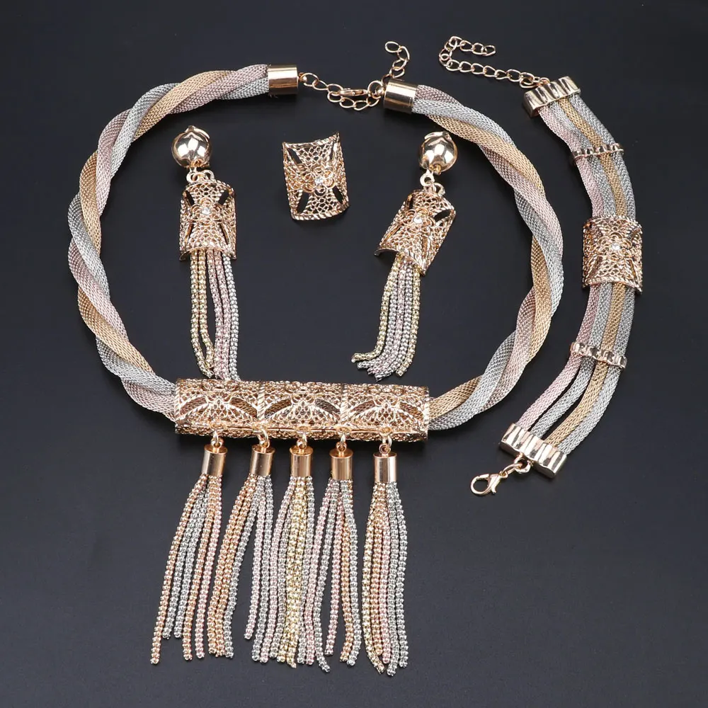 Новые великолепные африканские Винтажные Ювелирные наборы золотого цвета с