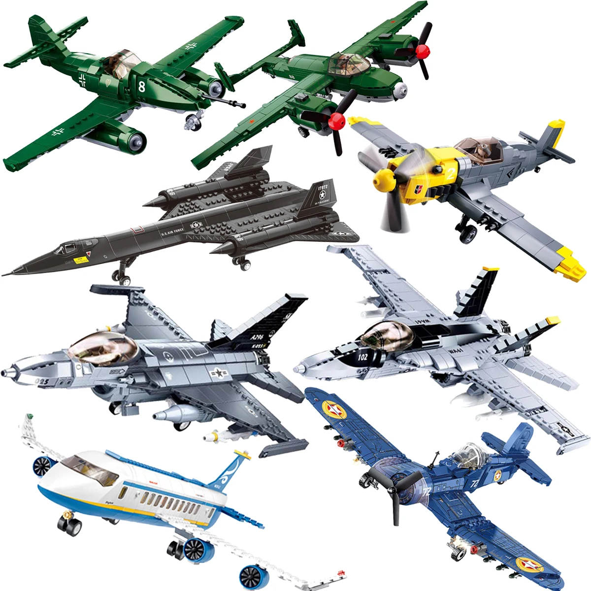 Military F/A-18E Super BumbleBee Strike Hornet Fighter Plane Building Blocks War Bricks Classic Model Educational Kids MOC Toys
