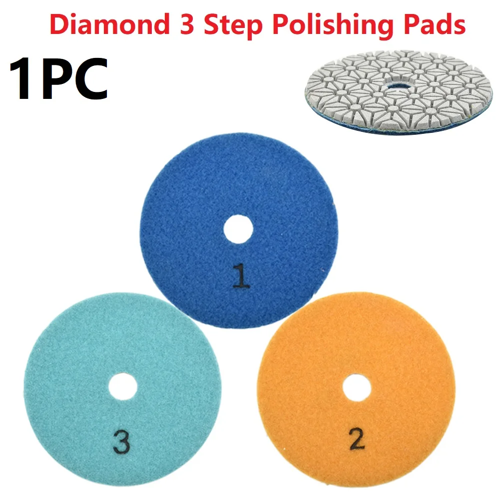 

1pc Granite Polishing Tool 4 Inch 100mm Dry/wet Diamond 3 Step Polishing Pads High Density Pregnant Diamond Chips Pads