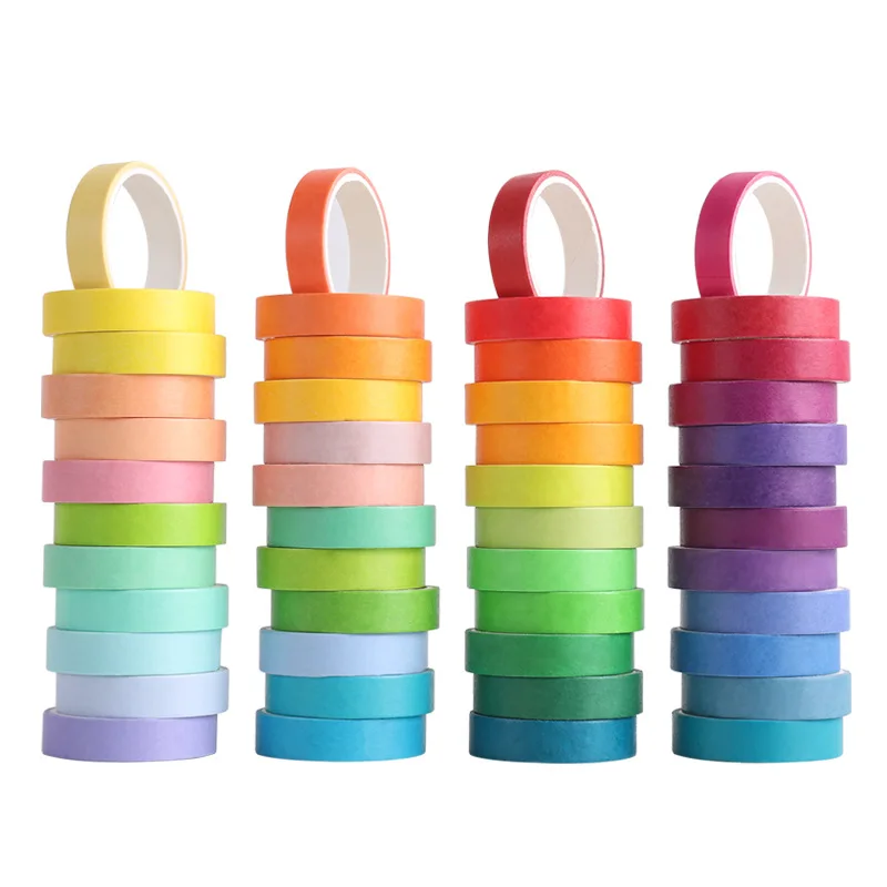 

24/48pcs Rainbow Color Washi Tape Set 7.5 9 15MM Macaron Colors Adhesive Masking Tapes Stickers Decoration DIY Marker Label 2M