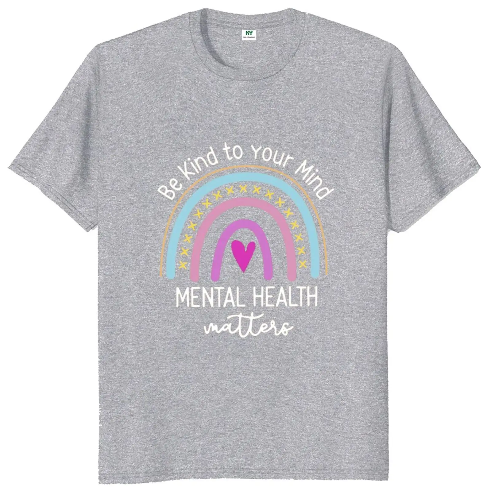 

Be Kind To Your Mind T Shirt Funny Sayings Heart Slogan Print Tee 100% Cotton Round Neck Summer EU Size Unisex T-shirts Women