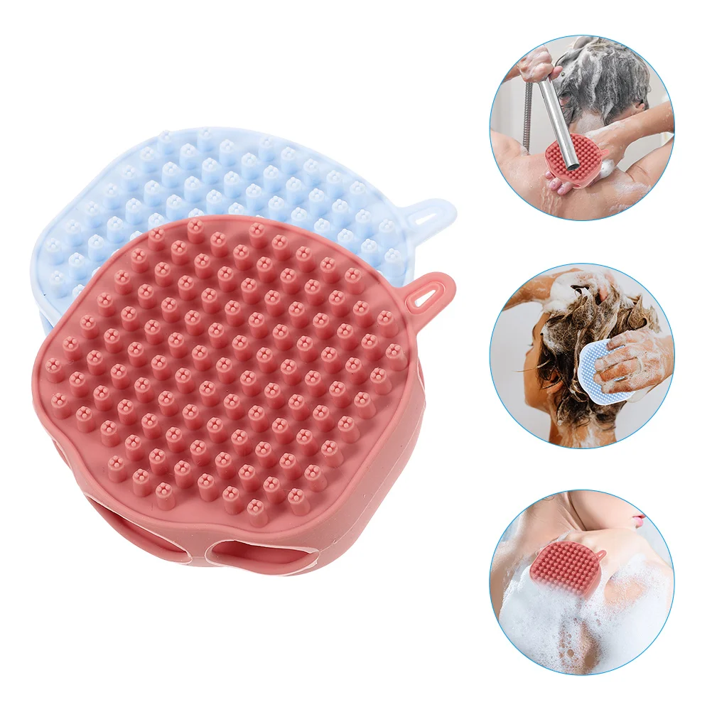 

2 Pcs Shampoo Bath Brush Sponge Kids Bathing Silicone Scrubber Portable Exfoliating Body
