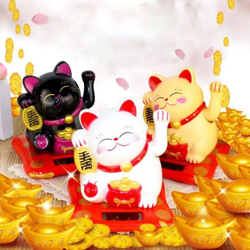 

Chinese Lucky Wealth Waving Cat Home Decor Welcome Waving Cat Sculpture Gold Waving Hand Cat Home Decor