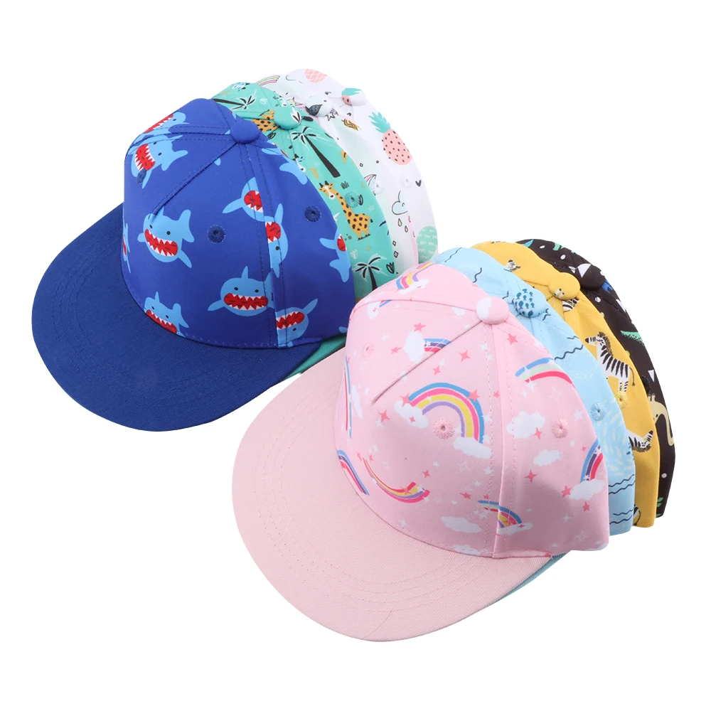 

Бейсболка, шапка, милая бейсболка с мультяшным принтом для маленьких мальчиков и девочек, детская хлопковая шляпа от солнца на весну и лето, ...