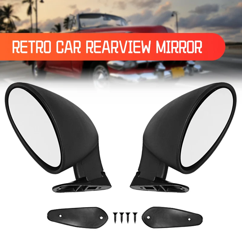 

A Pair Mirror Racing California Universal Retro Door Wing Side Mirror Universal Fit Vintage Matte Black Mirror Motorcycles Parts