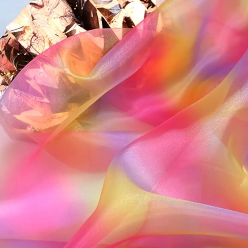 Блестящая ткань из органзы с радужным градиентом Омбре материал для пышных