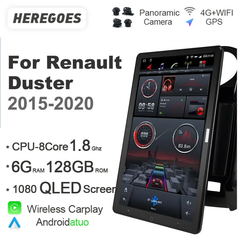 

Tesla Style 1080P QLED Auto Android 10 Car DVD Player Carplay Radio GPS Navigation 4G LTE Wifi For Renault Duster 2015-2020