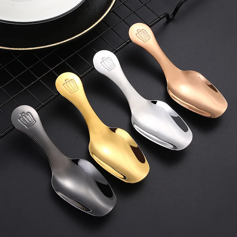 

Short Handle Spoon 304 Stainless Steel Teaspoon Household Tea Spoon Coffee Powder Shovel Golden Mini Spoon Short Handle Spoon