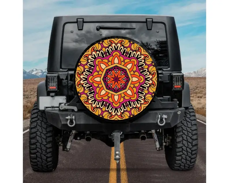 

Spare Tire Cover with Mandala design Rear Camera option, Jeep Tire Cover, Jeep girl, Jeep Accessories, Colorful Mandala tire cov