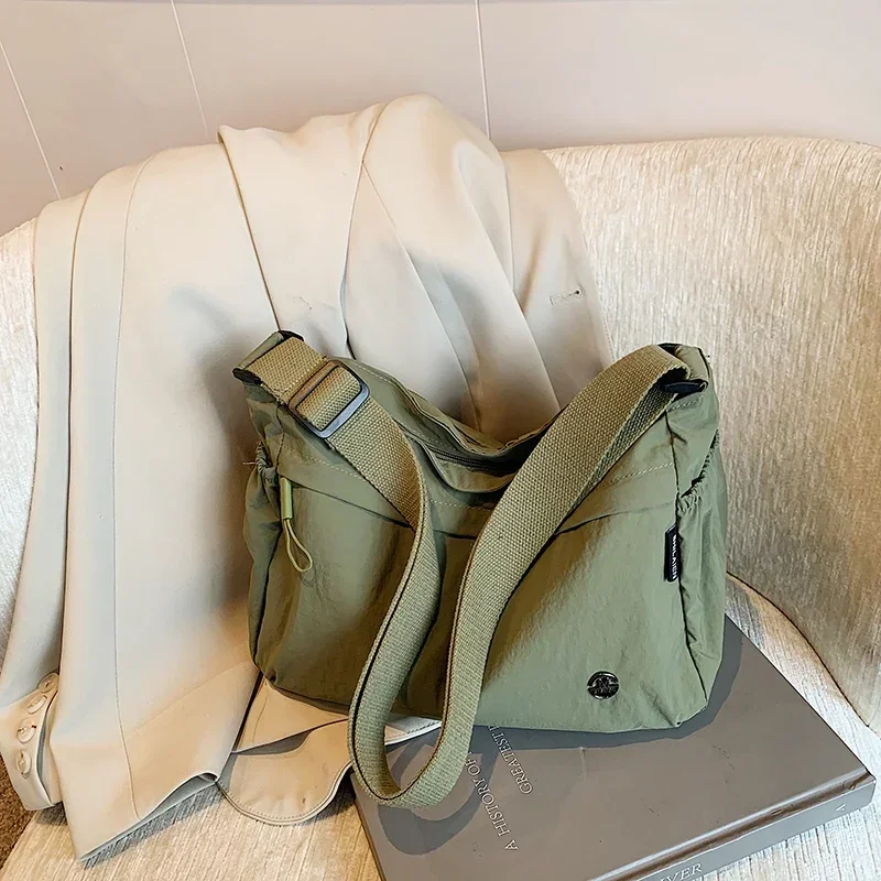 2024 Nylon Solid High Quality Crossbody Bag Zipper Large Capacity Versatile Casual Handbag Soft Simple Popular Shoulder