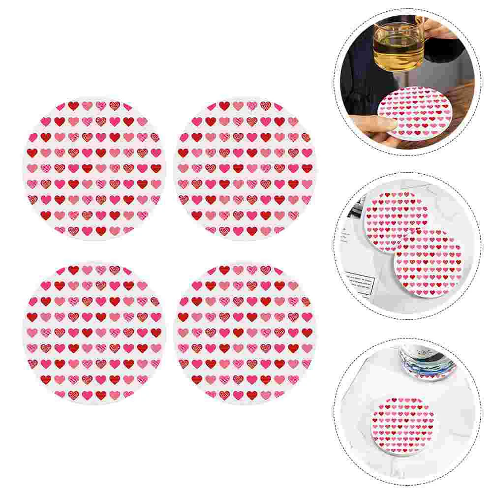 

4Pcs Valentine's Day Cup Mats Multi-function Coasters Delicate Coasters