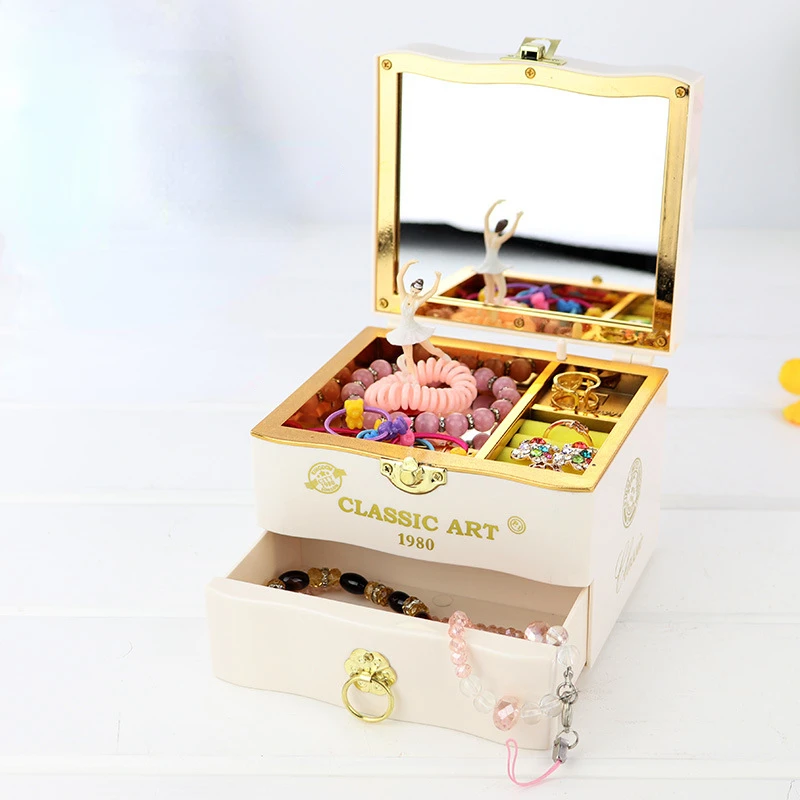 Music Jewelry Storage Box Ring Necklace Ballet Girl Princess Jewelry Box Organizer Children's Birthday Gift