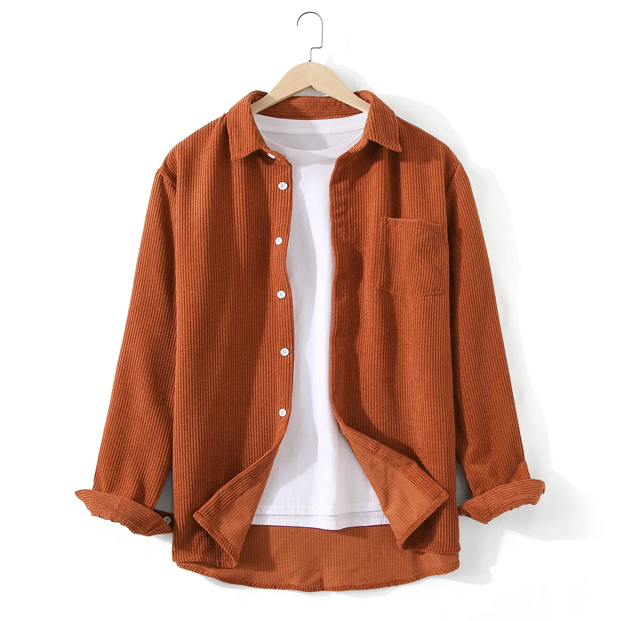 

Shirt Pure Color Lapel Collar Fashion Casual High Quality Korean Loose Long Sleeve Shirt 2021