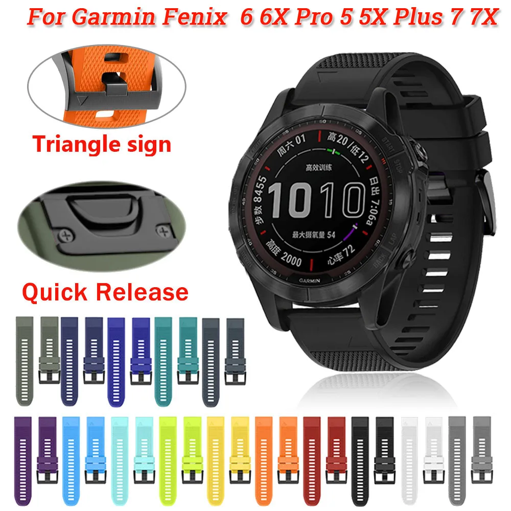 

Soft Silicone 26 22mm Quick Release Watchband Strap For Garmin Fenix 6 6X Pro 5X 5 Plus 7 7X 3HR Watch Easyfit Smart Wrist Band