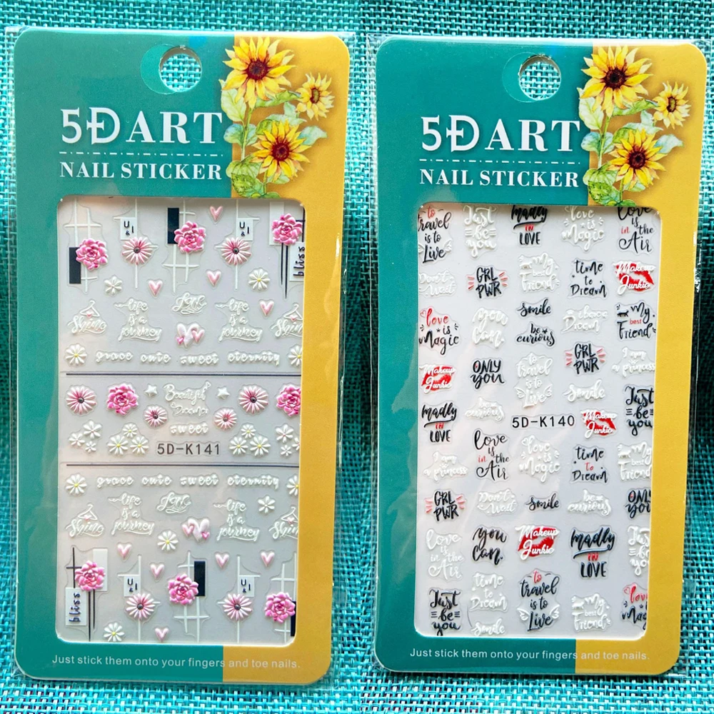 

1PC 5D Nail Stickers Flowers Lace Gel Decals Acrylic Engraved Sliders Embossed Foils Manicure Nail Art Decorations Supplies Tool