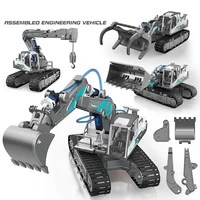 engineering vehicle building kit diy assembled crawler excavator bulldozer hydraulic car model toy children gifts