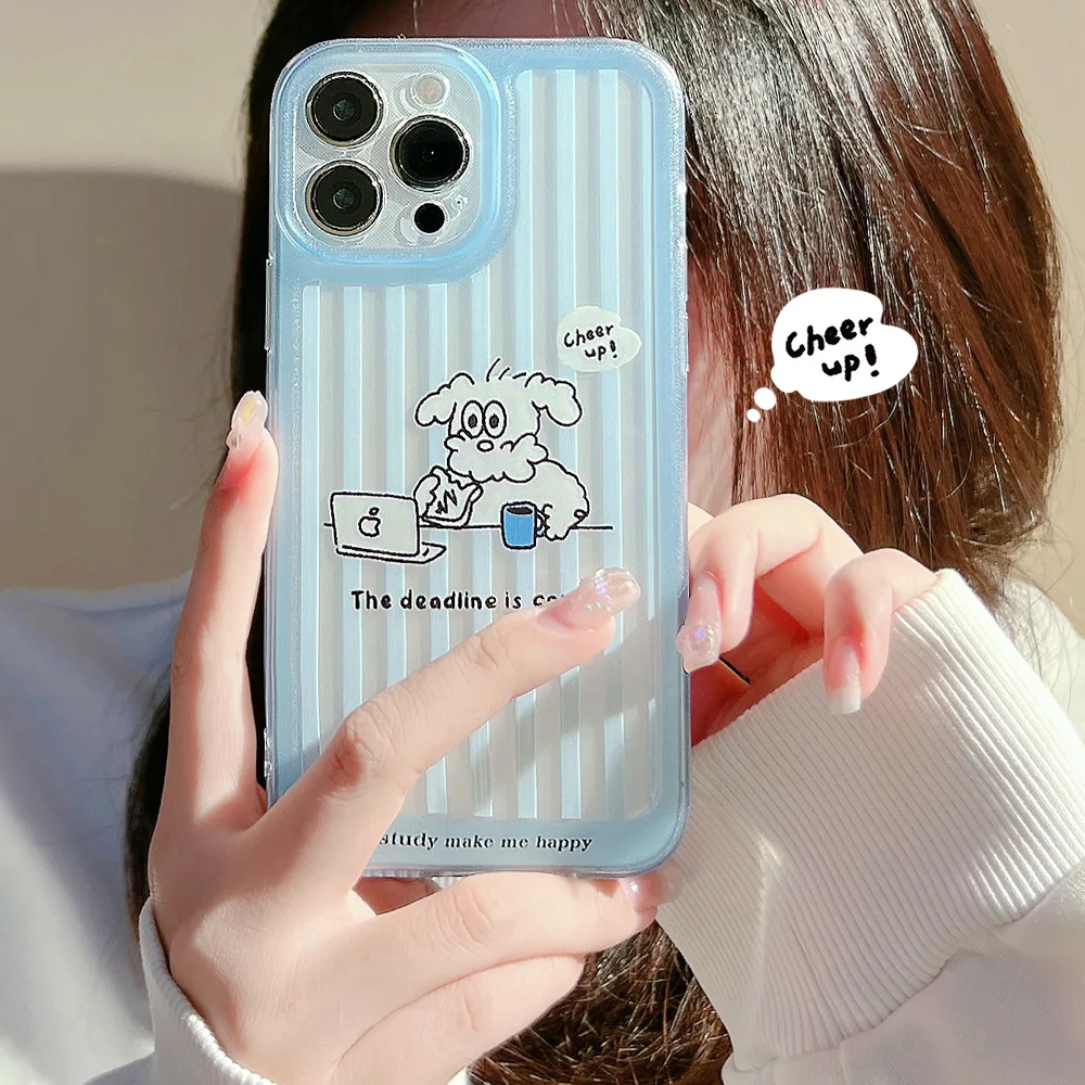 Simple and Original Transparent Dog for iPhone14 Apple Phone Case 13 Pro Gloss 14 Plus Silicone 8p/Xs Suitable 11 Soft Anti Drop