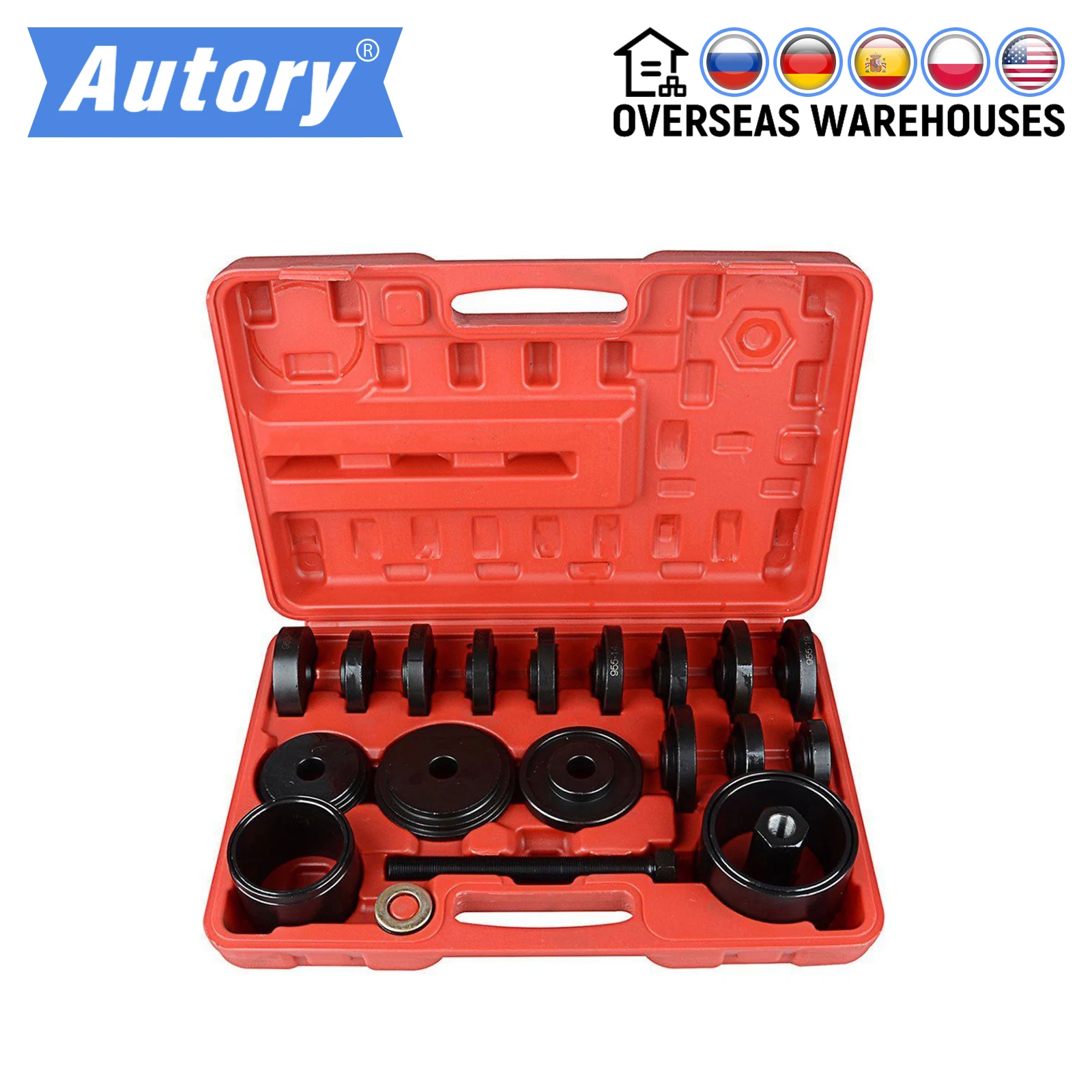 

23Pcs FWD Front Wheel Drive Bearing Press Removal Disassembly Adapter Puller Pulley Tool 32 38mm Shaft for Cars Light Trucks