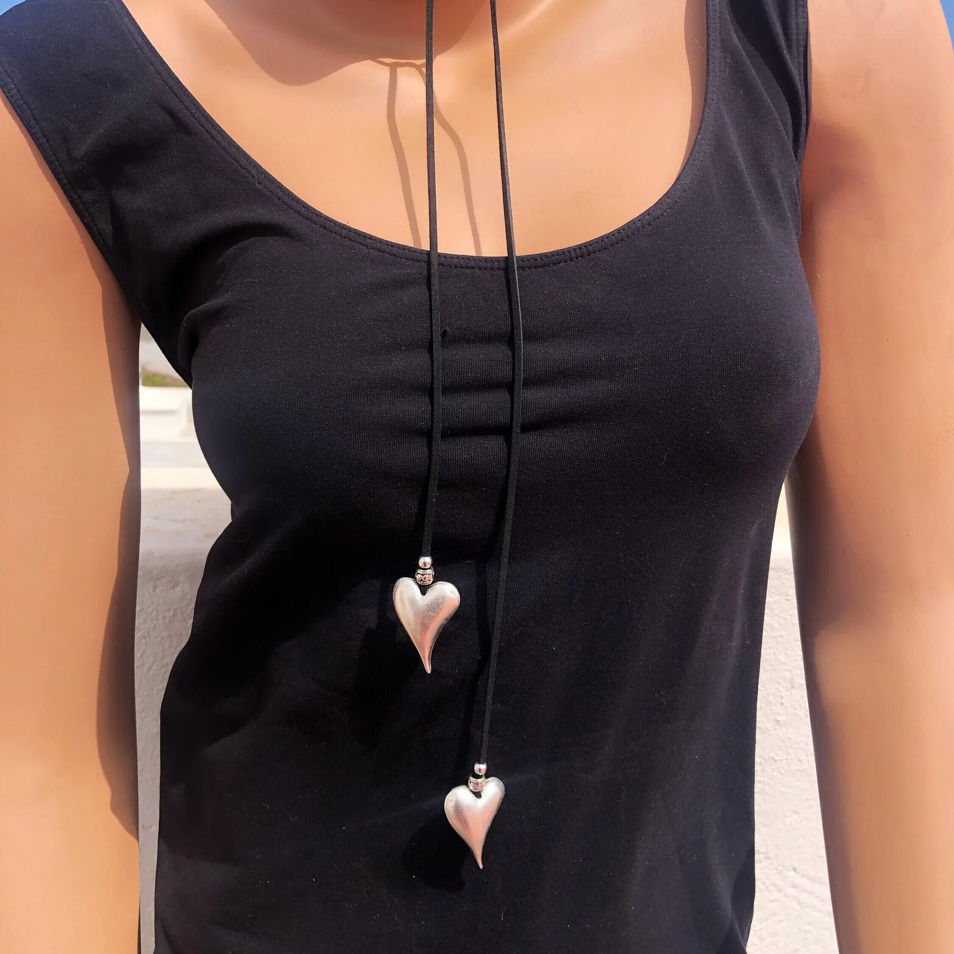 

Bohemian Personalized Leather Rope Alloy Heart Pendant Necklace For Women Summer Beach Women's Jewelry Accessories