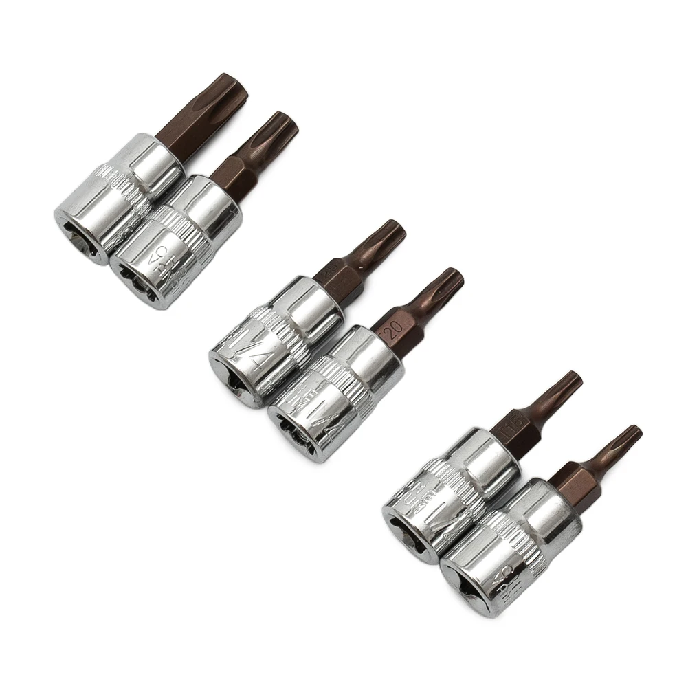 

Socket Wrenches Torx Bit Socket 1/4inch 6pcs/Set Chrome Vanadium Steel Head Screwdriver Screwdriver Bit Set Drive