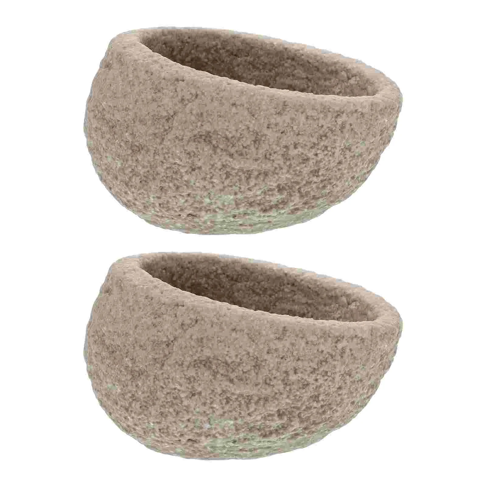 

2pcs Imitation Stone Lizard Feeding Bowls Resin Reptiles Feeder Pet Supply