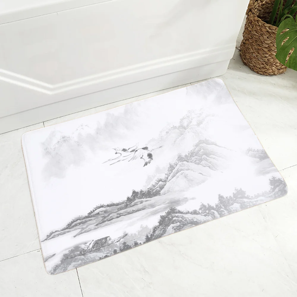 

Floor Mat Entrance Bedroom Carpet Bath Anti Slip Soft Anime Rug Women Slipper Chinese Ink Mat bedside Parlor Mat Lounge Rug