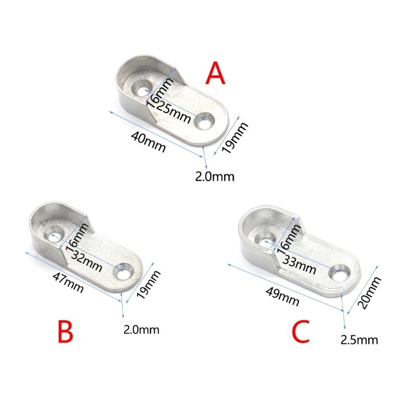 Y9RE 4pieces Alloy-Oval Wardrobe Hanging-Rail Rod End Flange Hanging-Rail Rod Wardrobe Pipe Brackets Curtain Rail Brackets images - 6