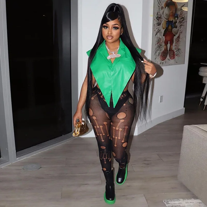 Сексуальные черные сетчатые леггинсы с дырками одежда для ночного клуба женская