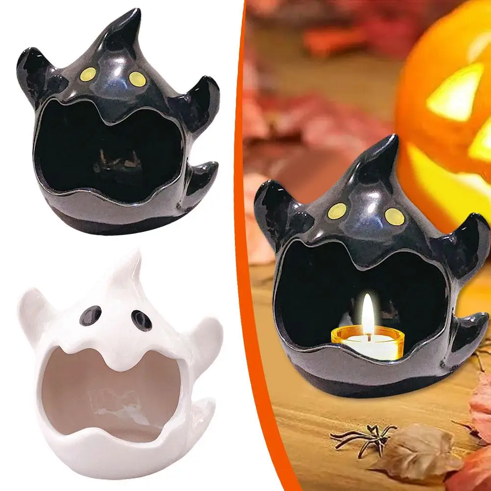 

Halloween Candy Plate Candle Holder Dish Candle Holder Decorations Ceramic Party Dish Ghost Bat Halloween R2F1