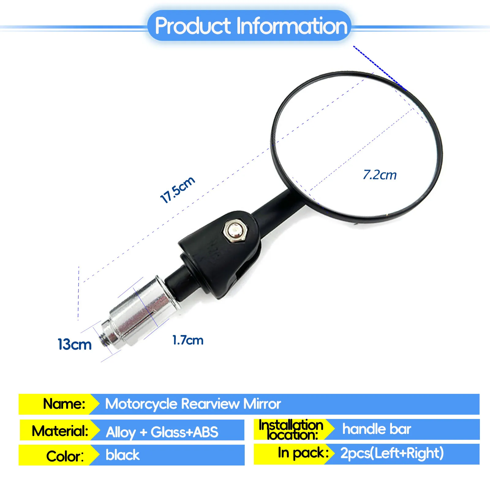 Для 22 мм 7/8 руля Универсальный мотоциклетный Мотор велосипед выпуклое зеркало