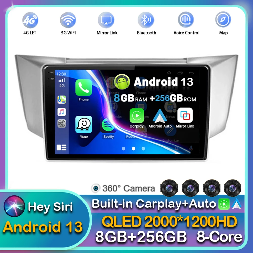 

Android 13 Carplay Auto For Lexus RX300 RX330 RX350 RX400H 2004 2005 2006 2007 2008 2009 Car Radio Multimedia Player Stereo DSP