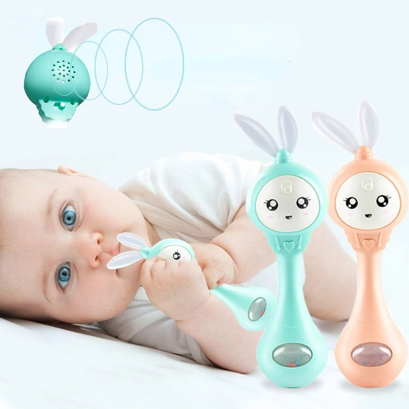 

Baby Music Rhythm Stick Flashing Teether Rattle Toys Rabbit Handbells Mobile Infant Newborn Early Educational Toys 0-12 Months