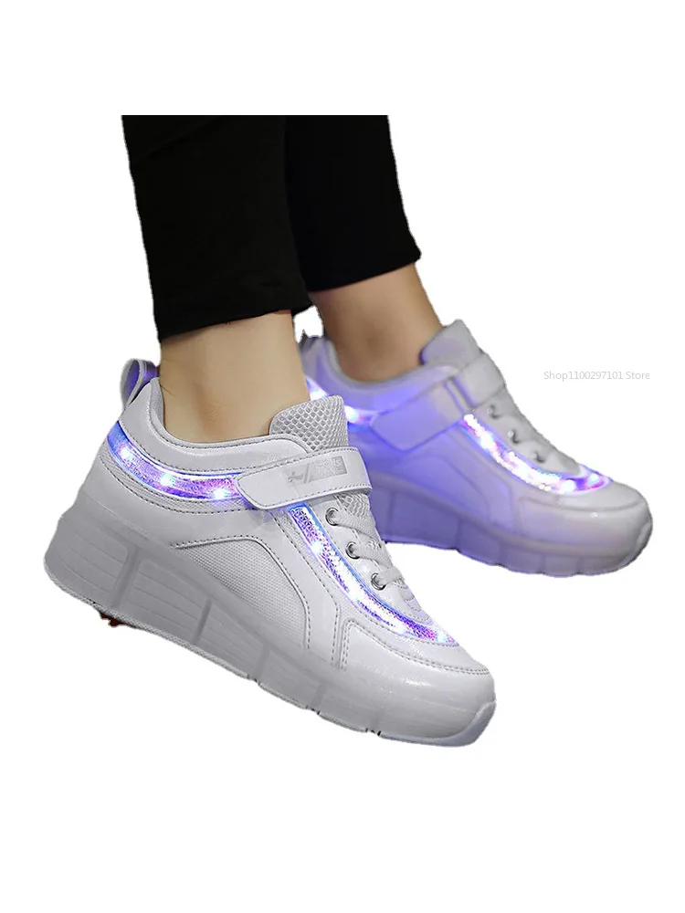 Пара детских кожаных роликовых туфель из искусственной кожи женские роликовые