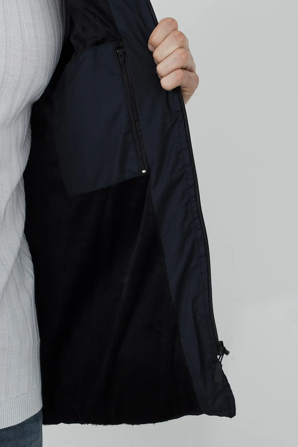 Zipper Closure Slim Fit Hooded Stand Up Collar Men's Jacket 5717101