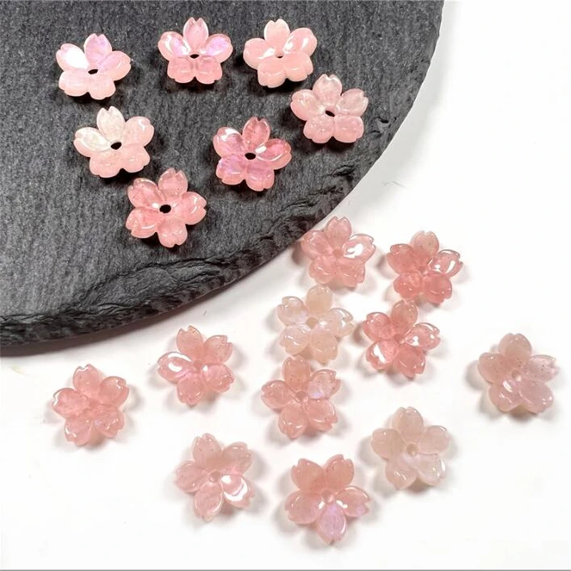 10MM Retro Acetic Acid Sakura Flower Beads Imitate Shell Torus Spacer Beads Connectors Diy Hairpin Jewelry Making Acessories
