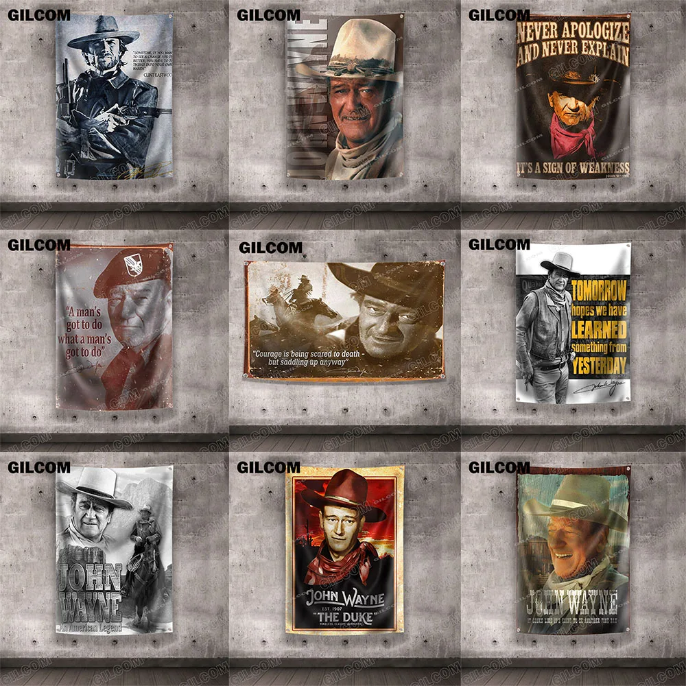 

Flag Cowboy John Wayne American Legend Home Poster Advertise Logo Sport Outdoor Club Digital Printing Banner Brass Grommet