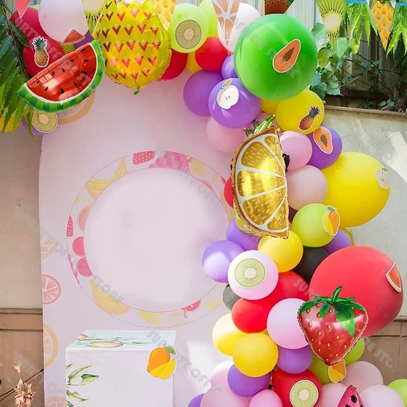 

82pcs Fruit Balloons Garland Arch Kit Summer Party Watermelon Strawberry Orange Balloon Baby Shower Wedding Bachelorette Pool