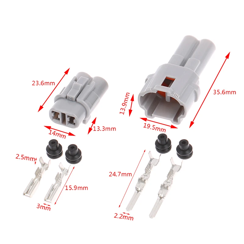 

1Sets 2 Pin Auto Waterproof Wire Harness Male Female Grey Waterproof Connector Plug 6187-2311 6180-2321