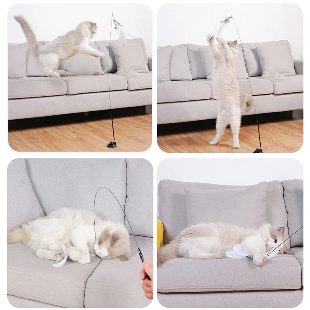 Присоска кошачья палочка игрушки для домашних животных с перьями Handfree кошек