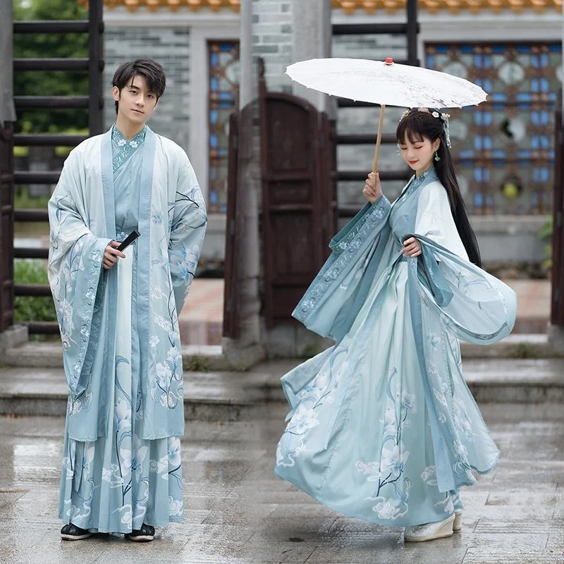 Chinese Traditional Tang Suit Hanfu Robe Men Han Dynasty Ancient Costume Folk Dress Couple Clothes Kimono Dress Yukata Robe Gown
