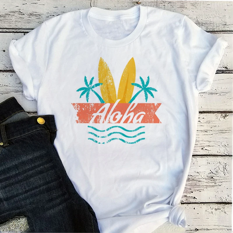 

Aloha Hawaii Tshirt Summer Plus Size Women 2022 Fashion Clothing Girls Casual Harajuku Graphic T Shirts Graphic Tee White