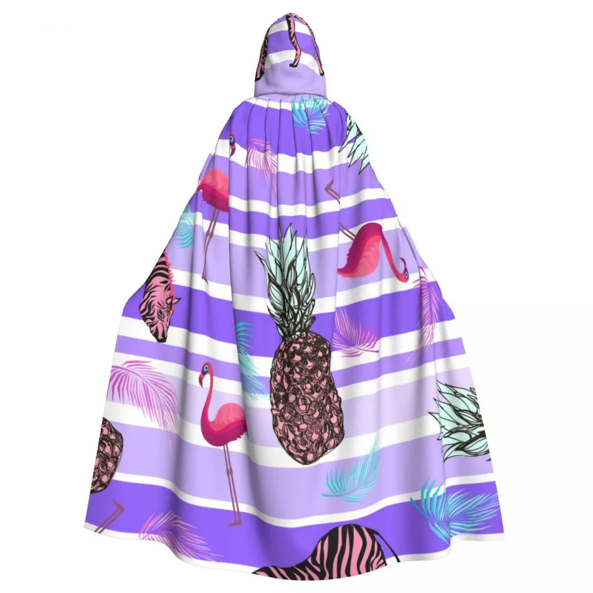 

Unisex Adult Pineapple Flamingo Pink Zebra And Palm Leaves Cloak with Hood Long Witch Costume Cosplay