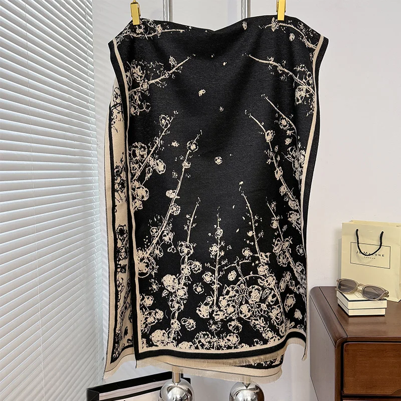 Осень-зима 2024 шарф мечты розы жаккардовый Ретро стиль кашемир ощущение