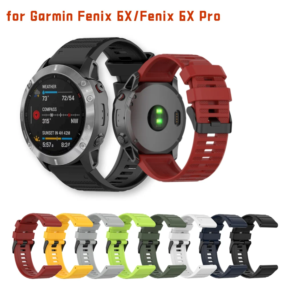Ремешок силиконовый для Garmin Fenix 6 6S 6X Pro 5 5X Plus 3 3hr sapphire Forerunner 935 26 мм | Электроника