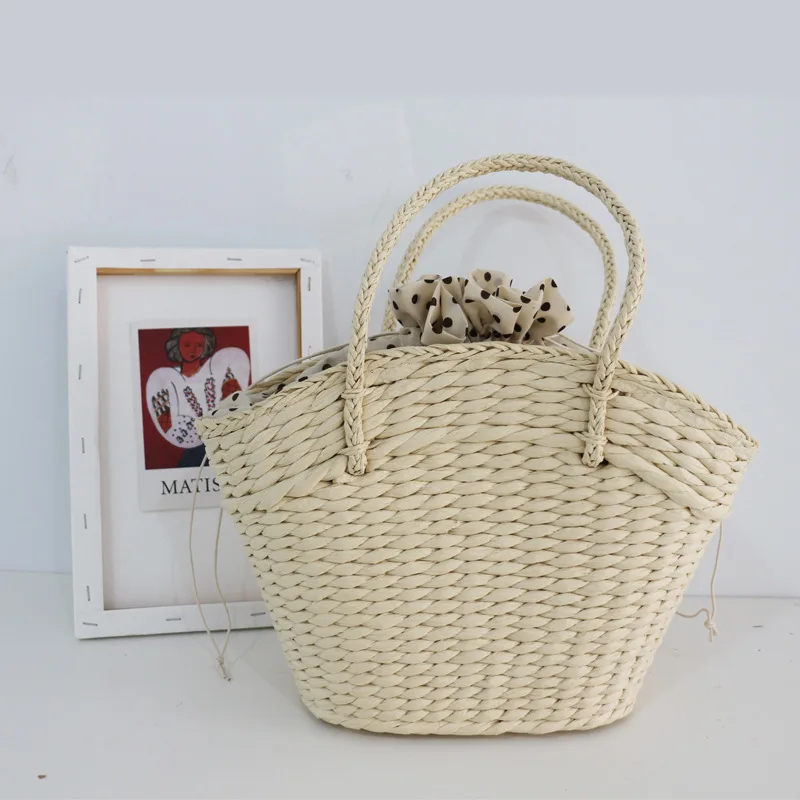 2022 Summer Handmake Woven Beach Bag for Women Ladies Handbag Casual Seaside Vacation Straw Bag Fashion Rattan Tote Female Bag