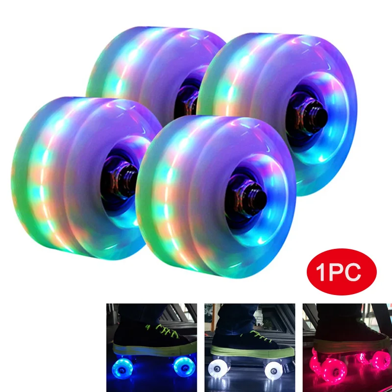 1Pc Light Up Quad Roller Skate Wheels Luminous Light Up Quad Roller Ruote Da Skateboard Con Cuscinetti Installati