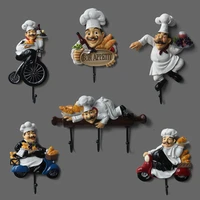 chef figurine wall hook resin craft for living room kitchen creative european character model home garden ornaments decorations