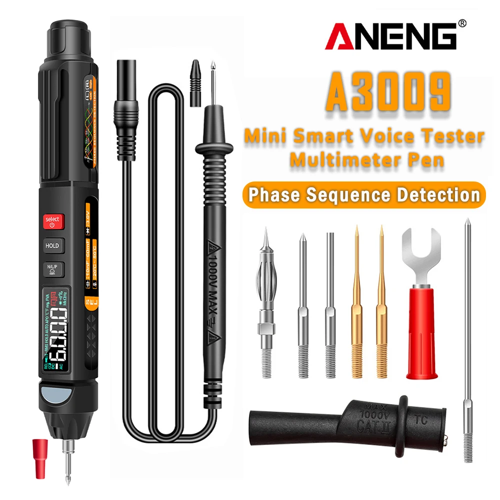 

ANENG A3009 Mini Digital Multimeter Pen Smart Voice Broadcast Tester Meter Multimetro DC AC Voltage Professional Test Tools