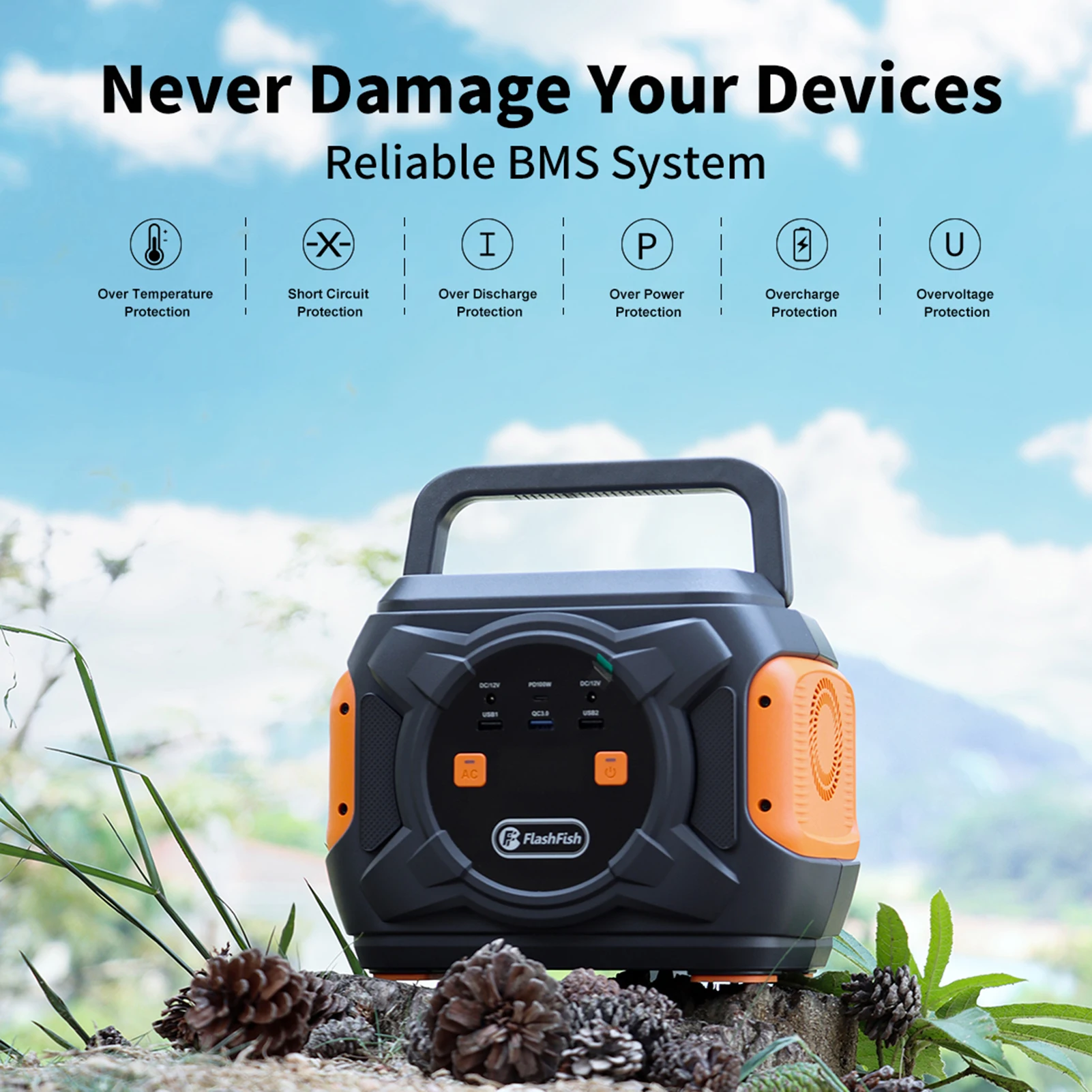 

Flashfish Portable Power Station 292Wh Solar Generator with Solar Panel 18V~24V/100W Pure Sine Wave Power Outage Emergency
