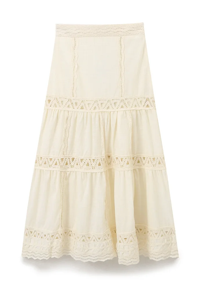 Юбка-миди Женская прямая крючком с завышенной талией на молнии